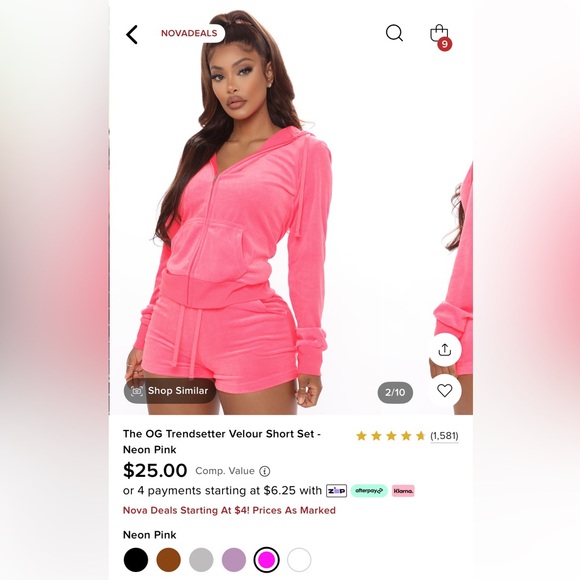 NEW Fashion Nova Trendsetter Neon Pink Velour Shorts - SMALL - 2000’s Y2K - Picture 6 of 8